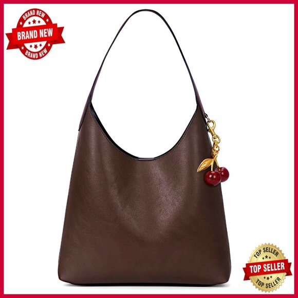 Handbags - Medium Vegan Leather Hobo Shoulder Bag Slouchy Tote Crossbody Purse